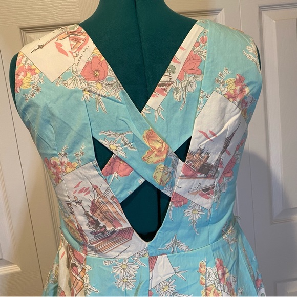 NWOT Oasis London Limited Edition Teal Pink Cotton Summer Dress - Picture 5 of 16